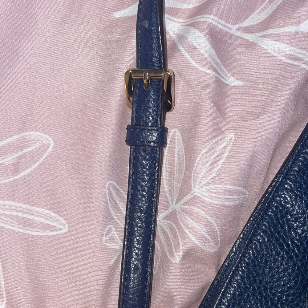 Michael Kors Dark Blue Hamilton  Crossbody Bag with Gold Accents